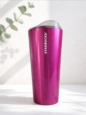 Starbucks 2022 Pink Metallic Scalloped Stainless Steel Cold Venti Tumbler 24 oz